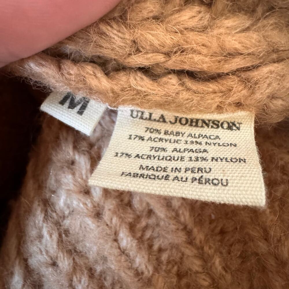 Ulla Johnson Kitty Baby Alpaca Chunky Knit Pullover Sweater Tan Brown Size M - Picture 9 of 9